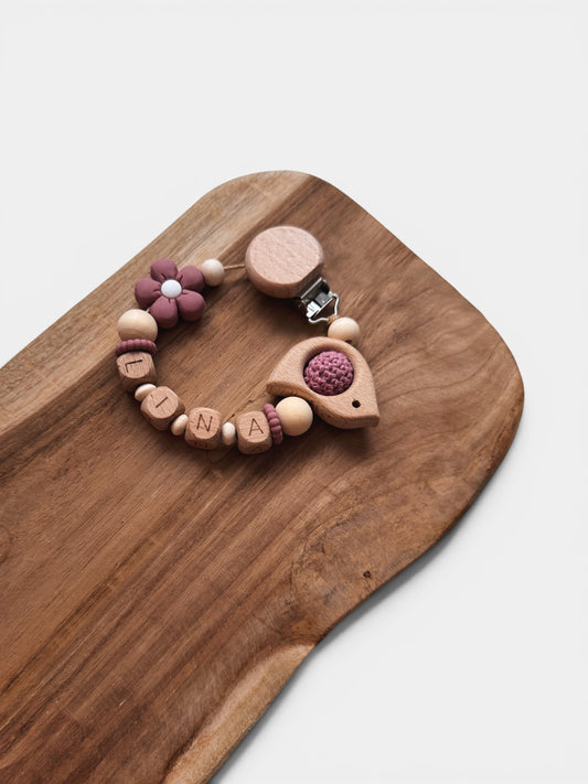 Schnullerkette Sommerliebe | mit Namen personalisierbar | Apricot / Lind / Senfgelb / Blush