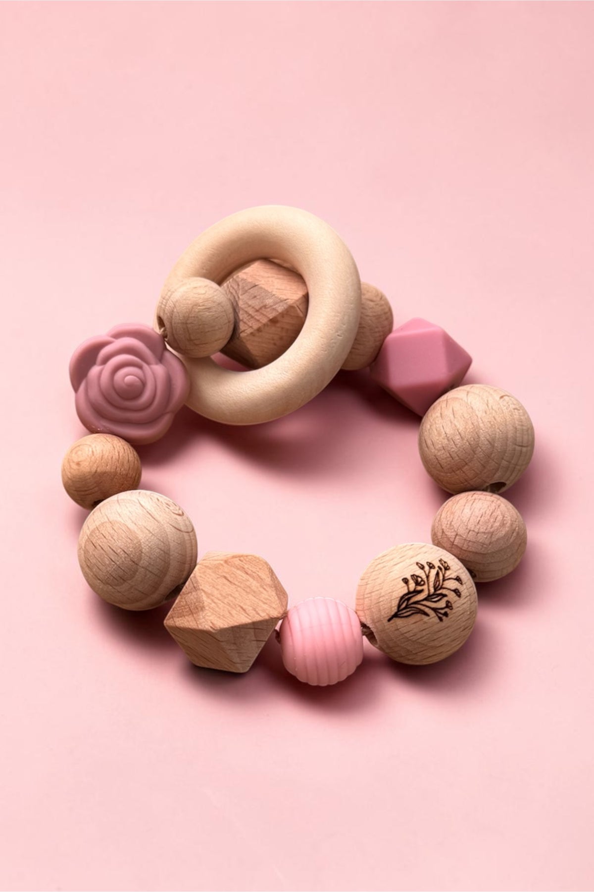 Schildkrötenglück - Kinderwagenkette, Greifring & Schnullerkette mit Namen personalisierbar | rosé |