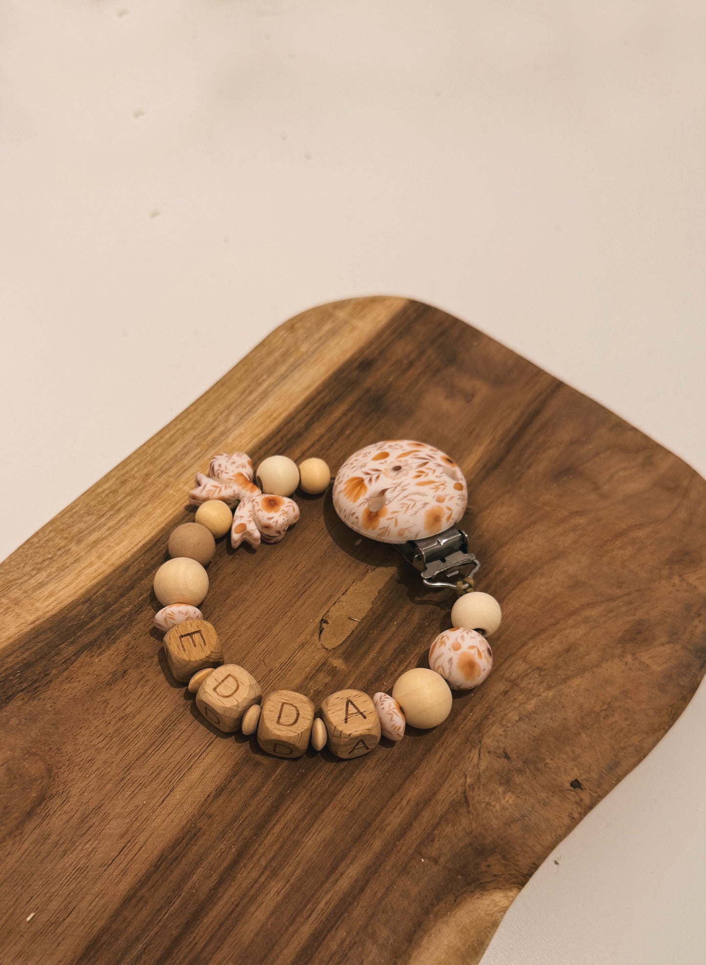 Schnullerkette mit Namen personalisierbar | mit oder ohne Schleife | Feldblumen