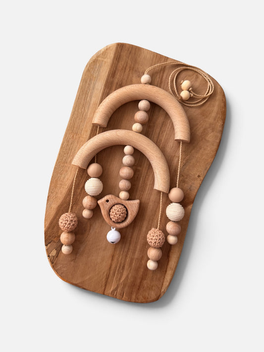 Holz Mobile „Vogelnest“ – Handgemachtes Baby Mobile aus Naturholz