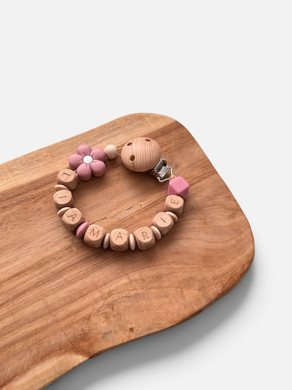 Schildkrötenglück - Kinderwagenkette, Greifring & Schnullerkette mit Namen personalisierbar | rosé |
