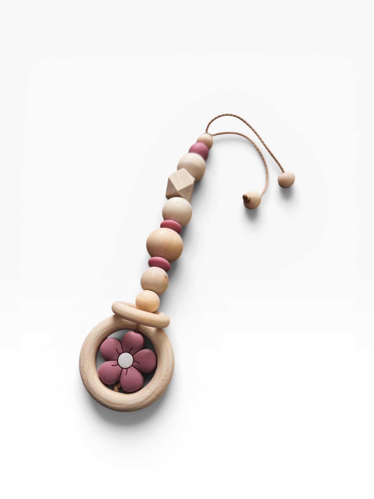 Anhänger für Spielbogen / Babyschale | Blume | Blatt | rosé