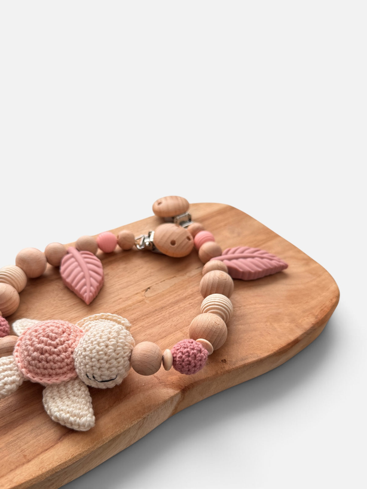 Schildkrötenglück - Kinderwagenkette, Greifring & Schnullerkette mit Namen personalisierbar | rosé |