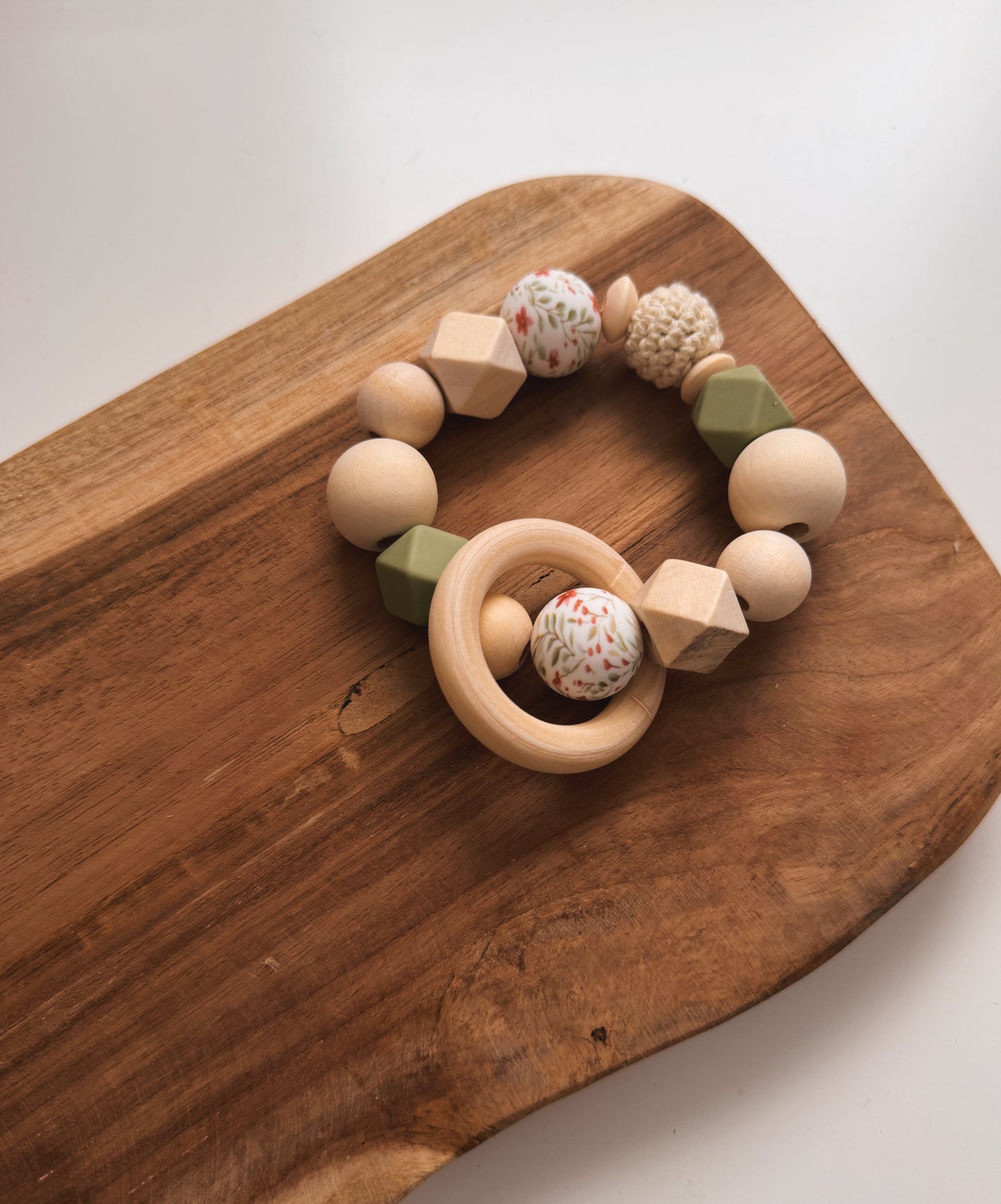 Gift Set Gripper & Pacifier Chain customizable with name | Flowers | Bow | rosé