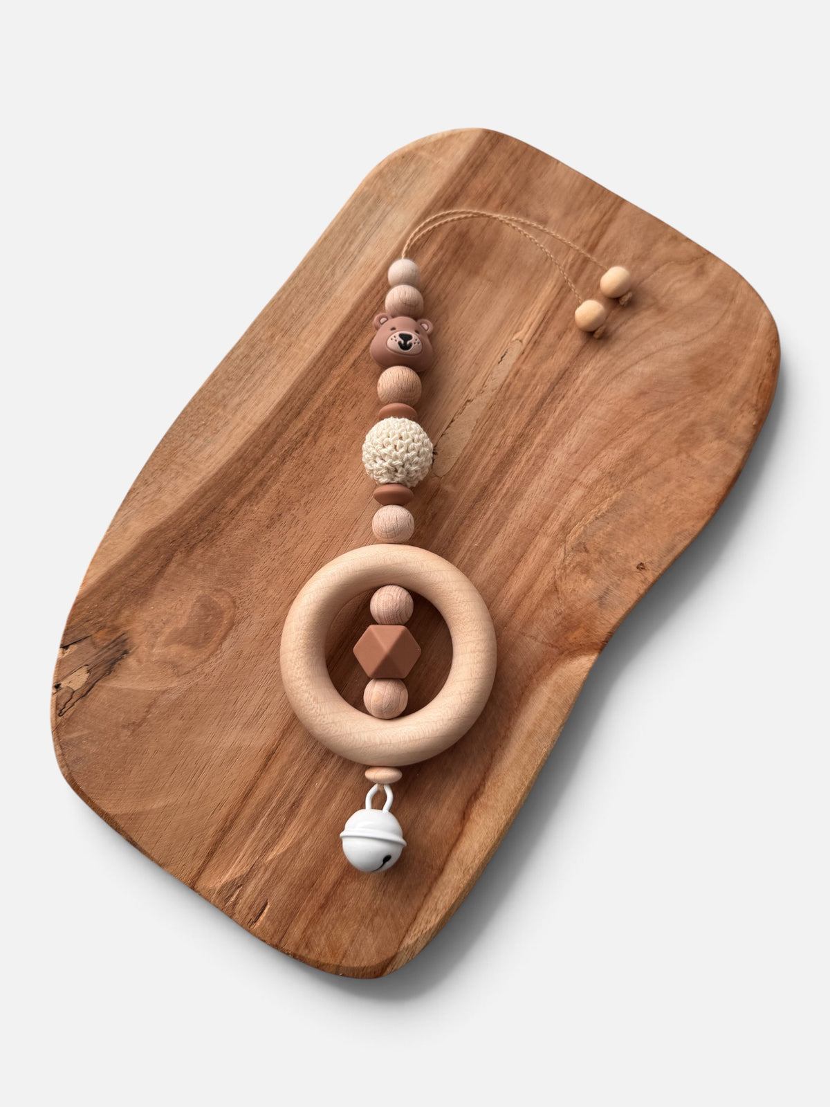Bärenstark |Schnullerkette - mit Namen personalisierbar & Anhänger für Babyschale | Bär | braun