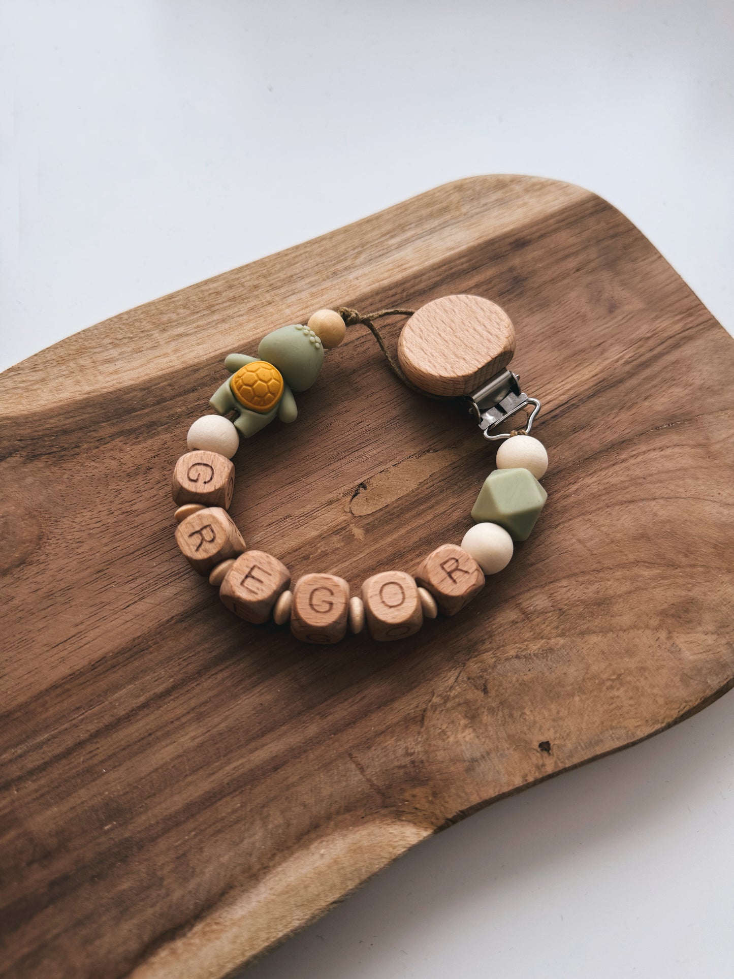 Schnullerkette mit Namen personalisierbar | Schildkröte | Grün