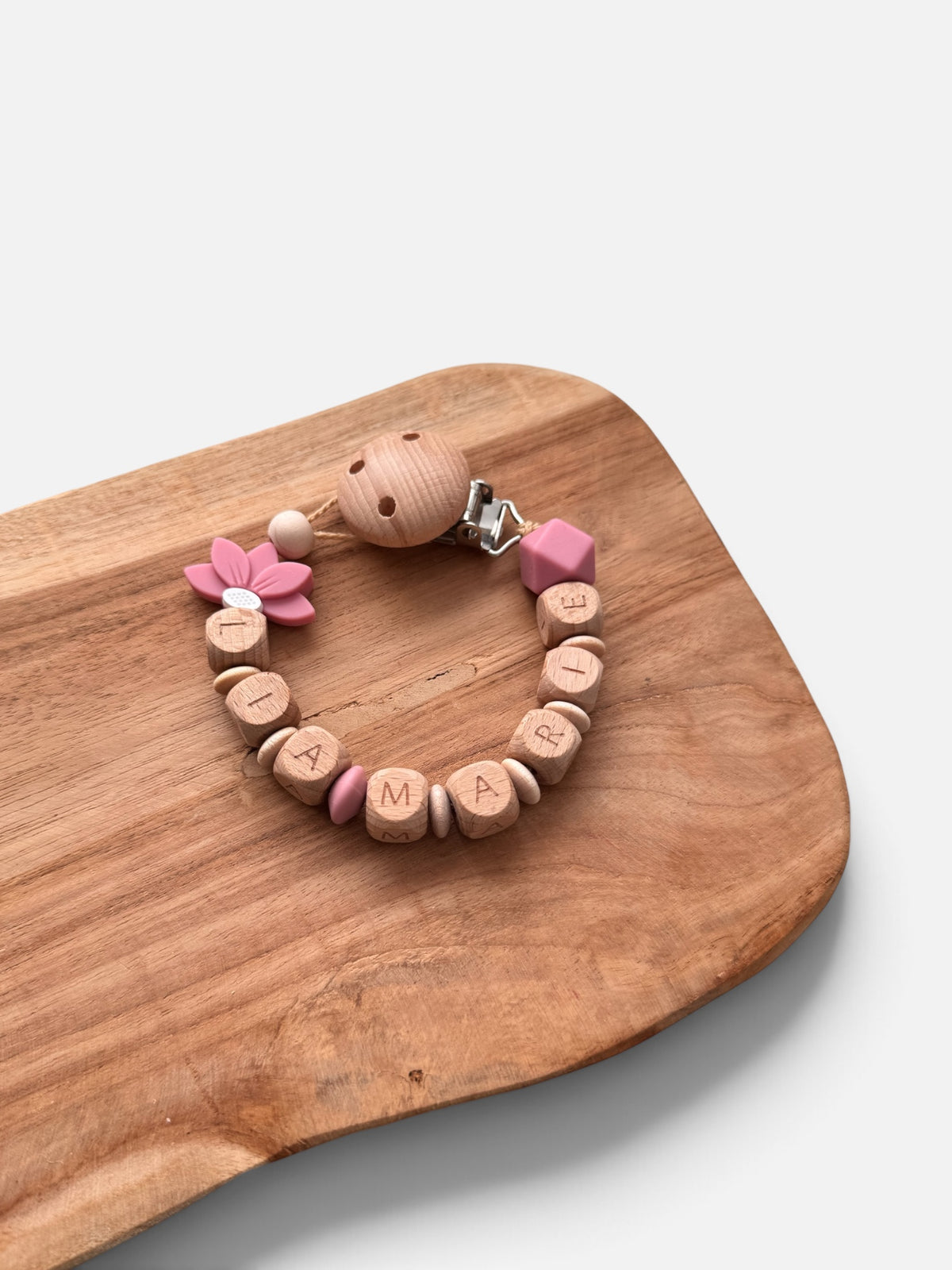 Schildkrötenglück - Kinderwagenkette, Greifring & Schnullerkette mit Namen personalisierbar | rosé |