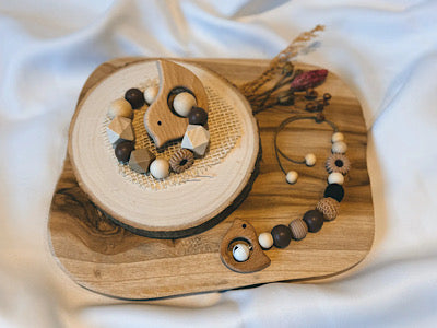 Greifring | Babyschalenanhänger | Vogel | Blume