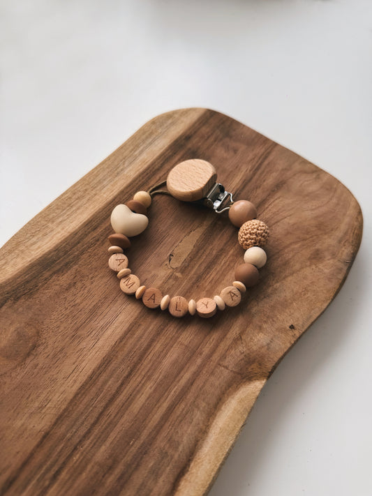 Schnullerkette mit Namen personalisierbar | Herz