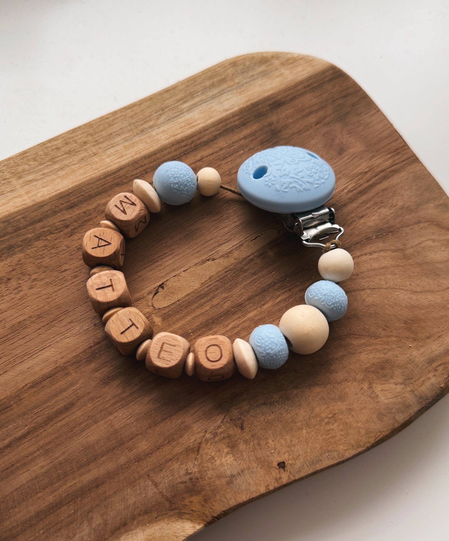 Catenella portaciuccio personalizzabile con nome | Blu | Ornamenti floreali