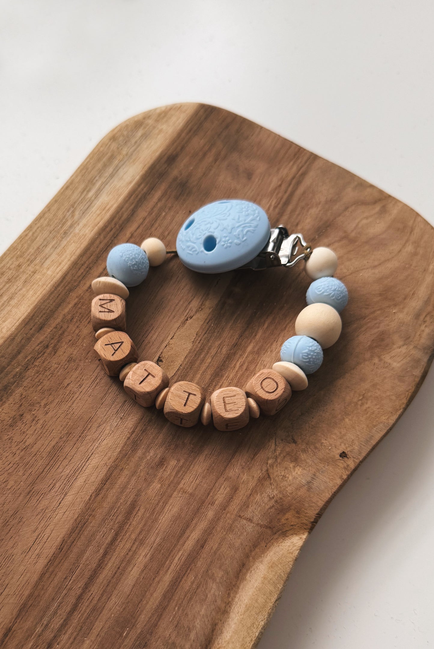 Catenella portaciuccio personalizzabile con nome | Blu | Ornamenti floreali