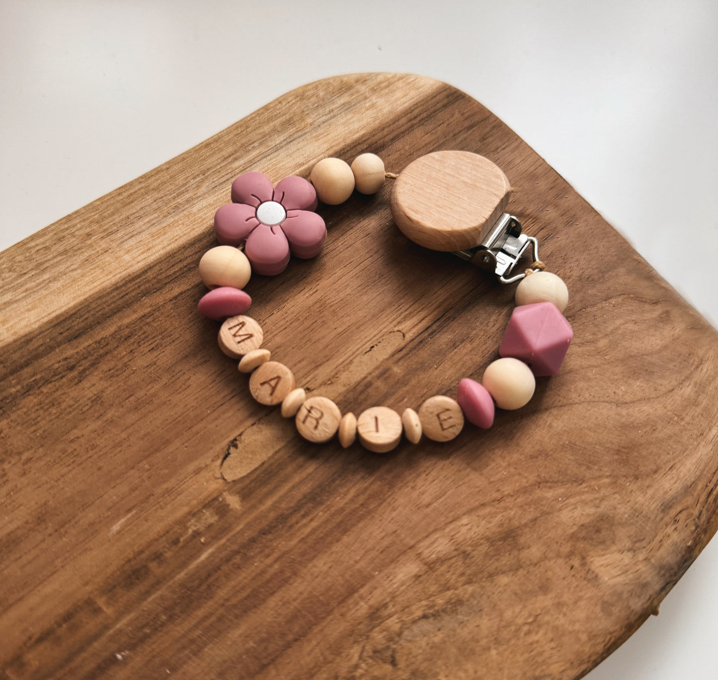 Schildkrötenglück - Kinderwagenkette, Greifring & Schnullerkette mit Namen personalisierbar | rosé |