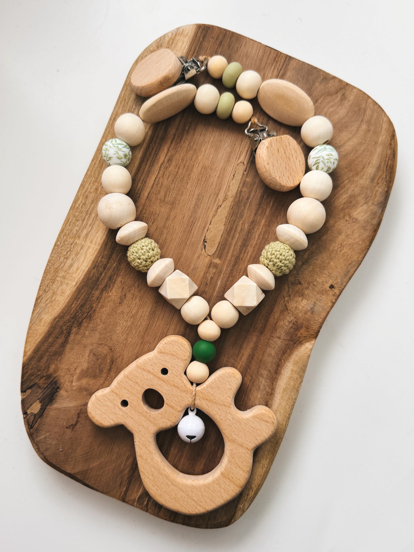 Koalatraum - Schnullerkette & Kinderwagenkette Koala | Grün - mit Namen personalisierbar