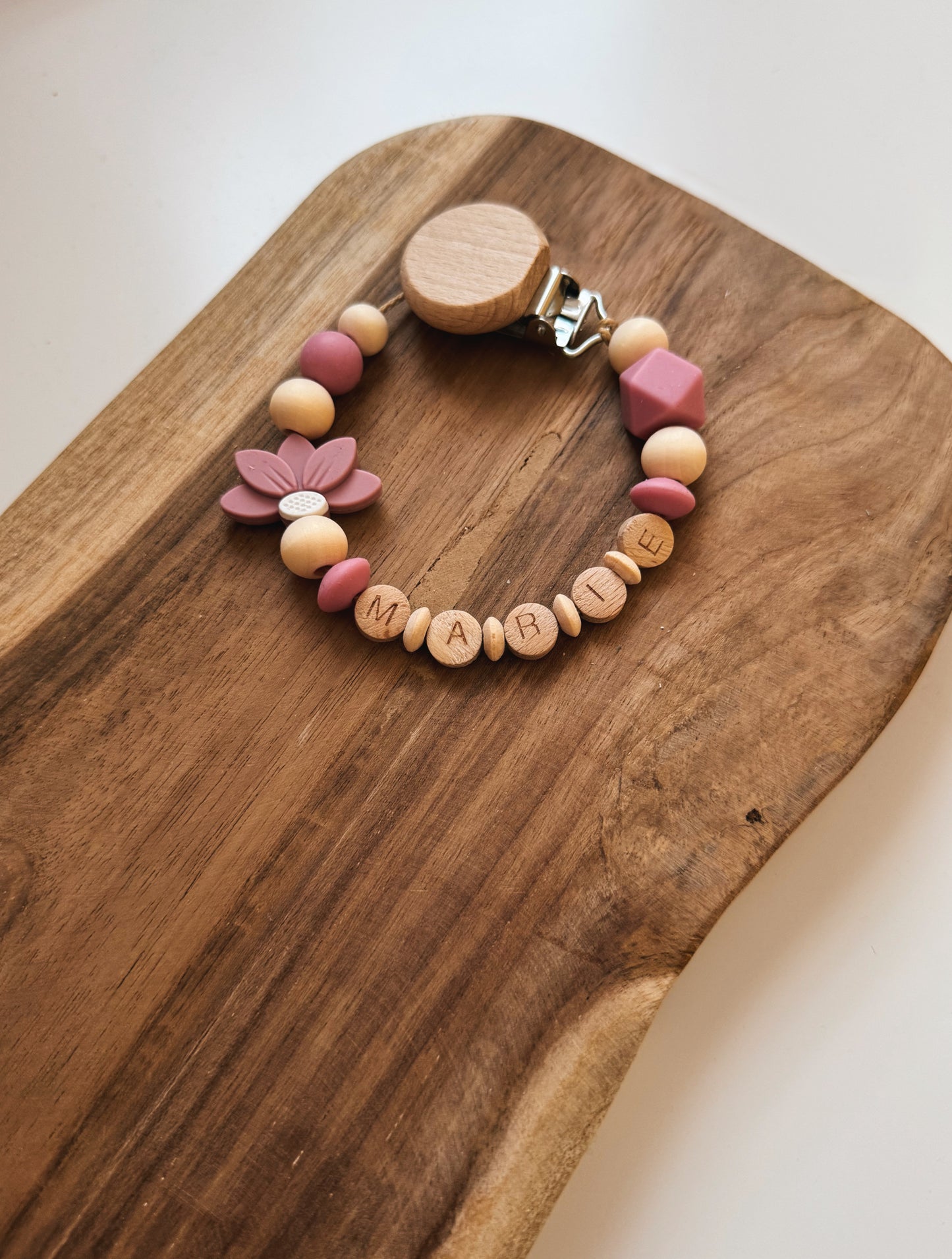Schildkrötenglück - Kinderwagenkette, Greifring & Schnullerkette mit Namen personalisierbar | rosé |