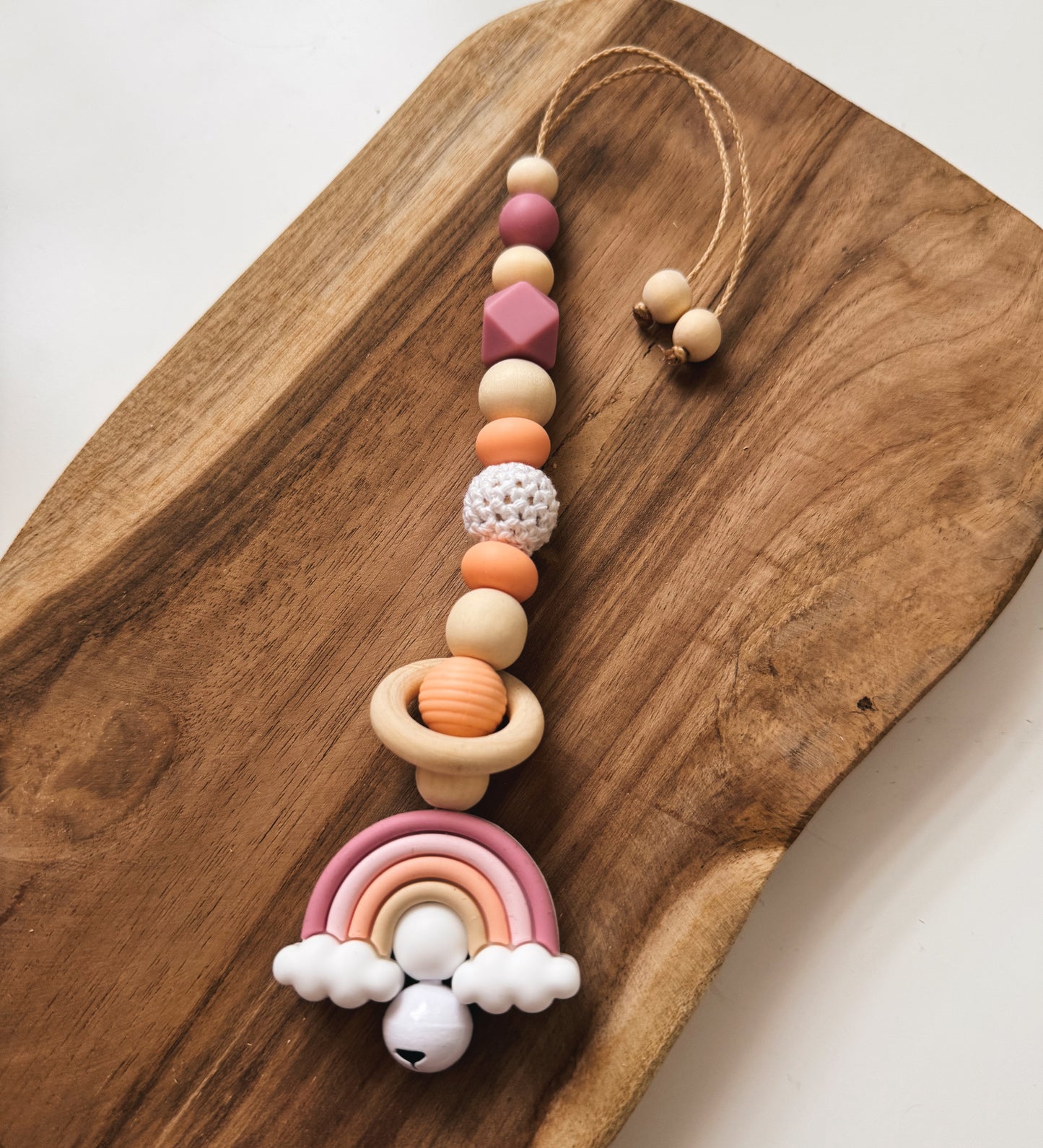 Anhänger für Spielbogen / Babyschale | Regenbogen | grün | blau | rosa
