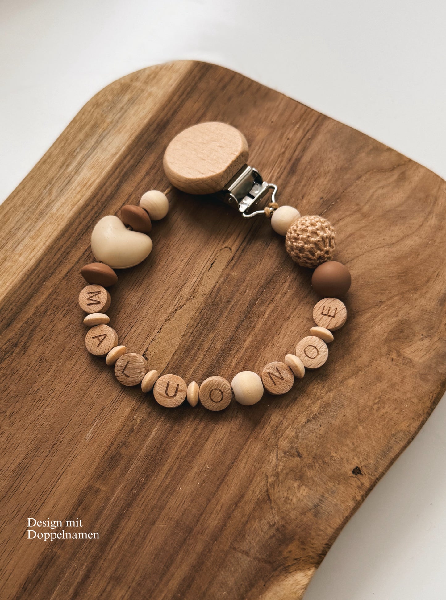 Schnullerkette mit Namen personalisierbar | Herz