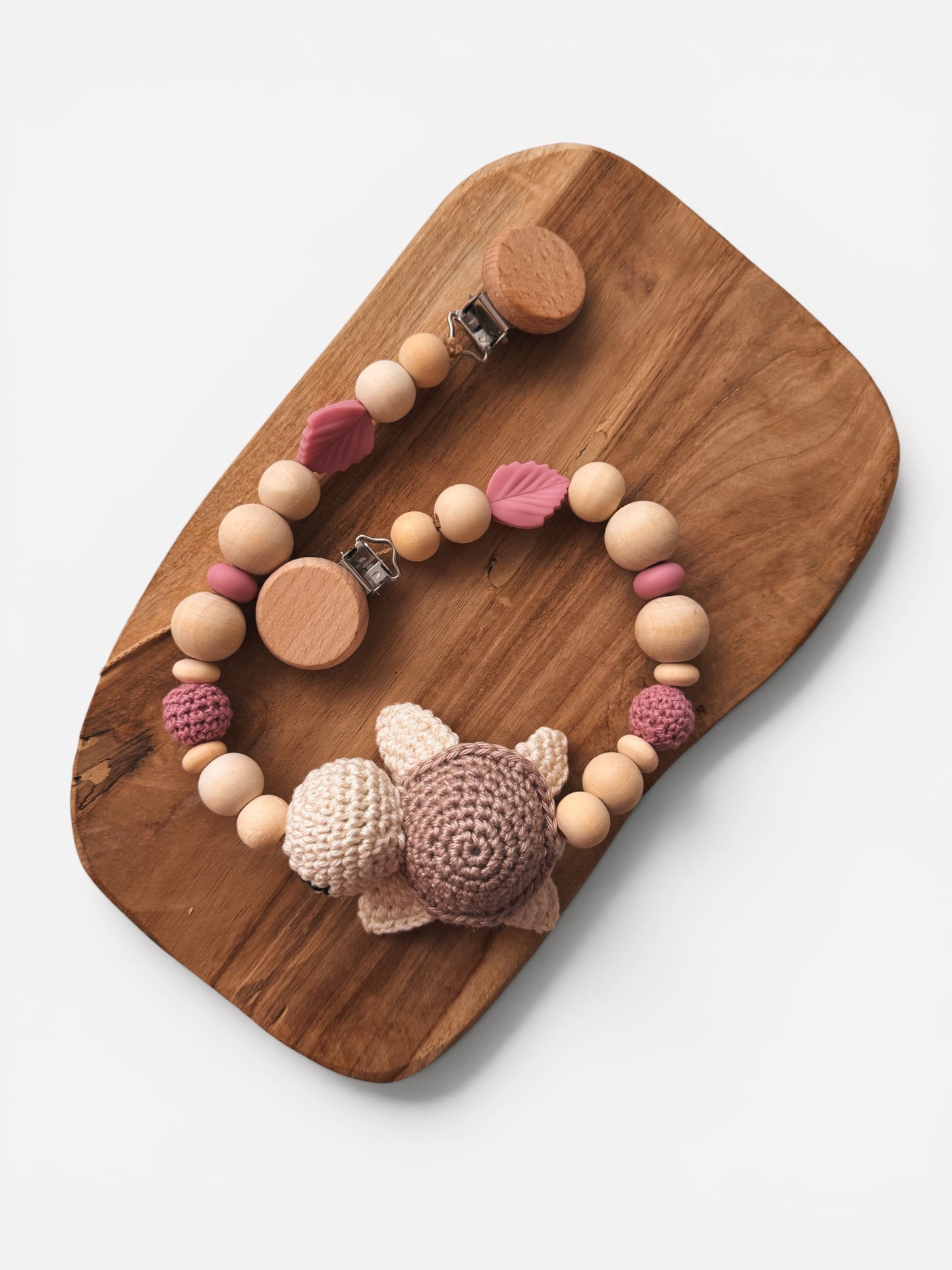 Schildkrötenglück - Kinderwagenkette, Greifring & Schnullerkette mit Namen personalisierbar | rosé |
