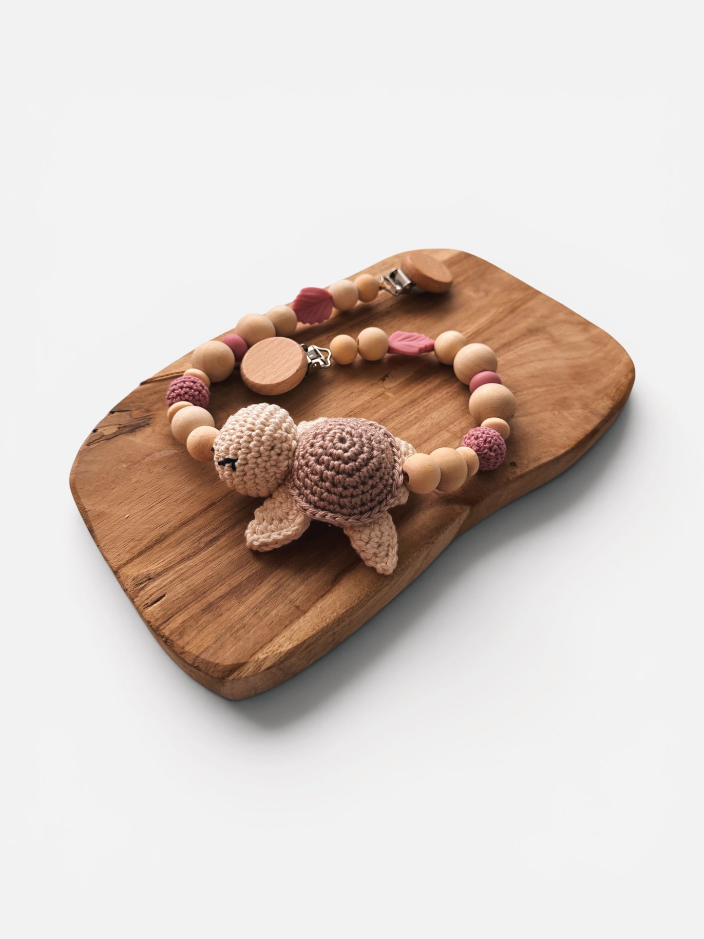 Schildkrötenglück - Kinderwagenkette, Greifring & Schnullerkette mit Namen personalisierbar | rosé |