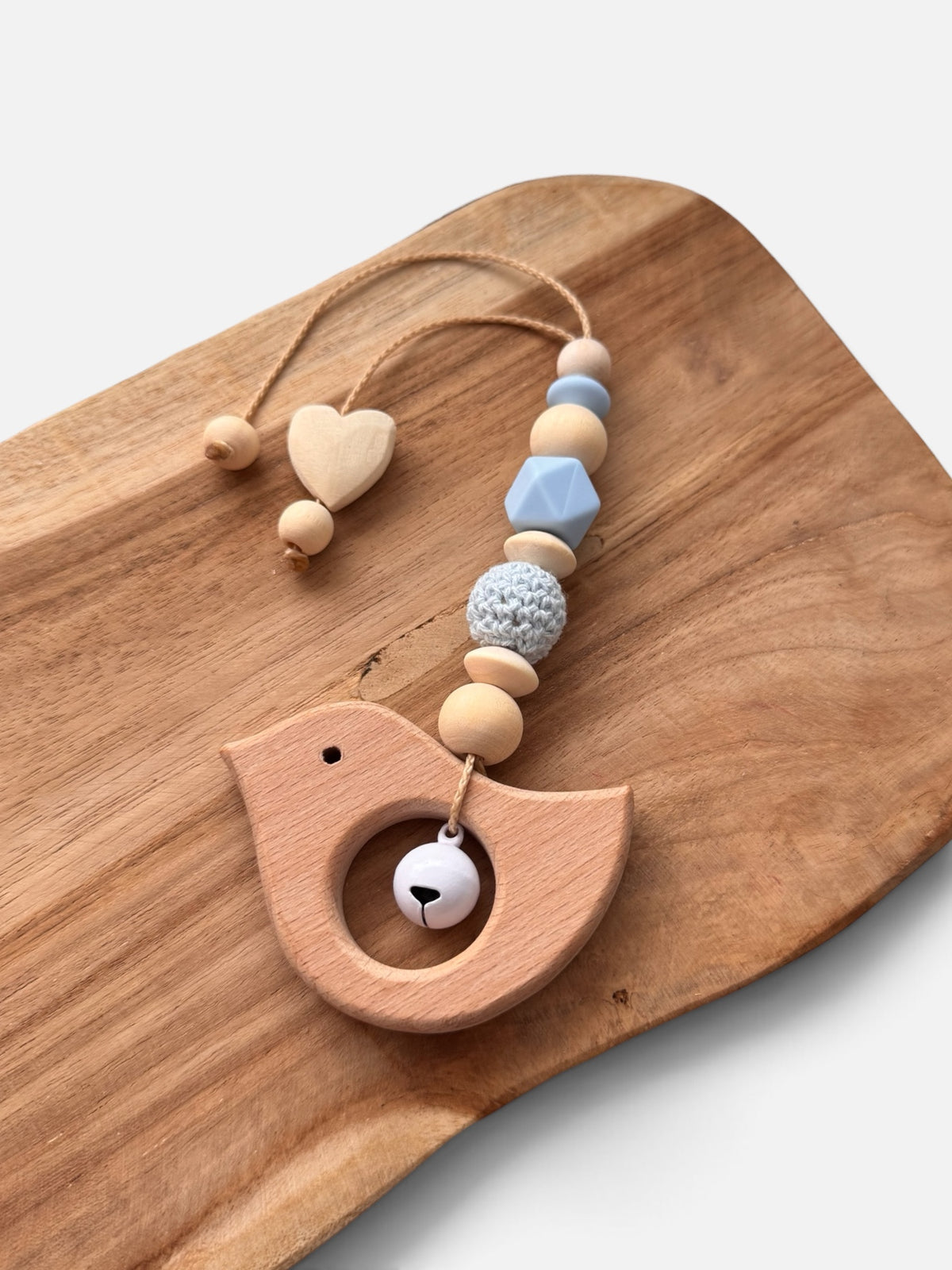 Anhänger für Spielbogen / Babyschale | Vogel | Lila / Apricot / Hellblau