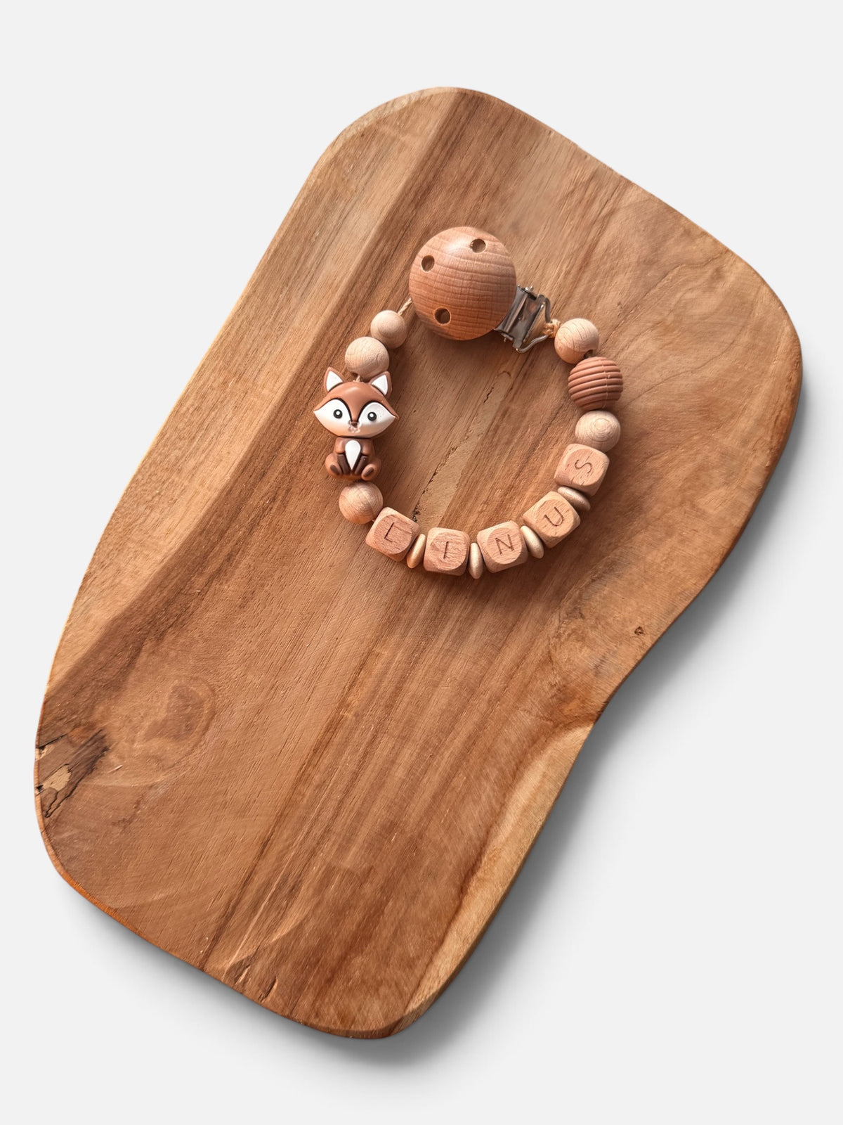 Schnullerkette mit Namen personalisierbar | Fuchs | braun & rosé/blush